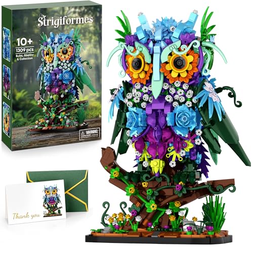 Floral Owl Toy Building Set for Adults Women