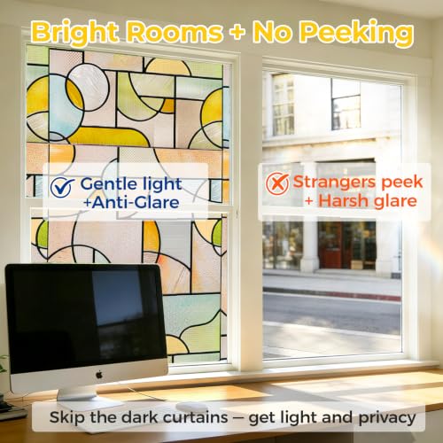 3D Stained Glass Window Privacy Film Decorative Non