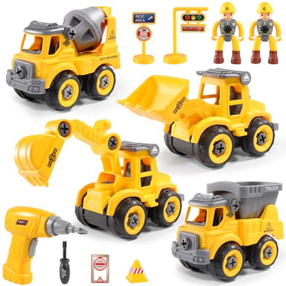 4PCS Take Apart Construction Toys for 3 Year Old Boy Birthday Gift (4 Count)