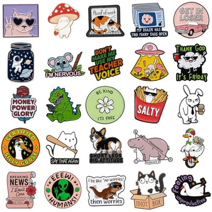 20/40/50/80 PCS Cute Enamel Backpack Pins, Funny Enamel Pins Bulk Set Cool Button Pins Aesthetic Brooch Lapel Pins Anime for Backpacks, Jackets, Hats, Kids, Girls(Style-80) (80 Count)