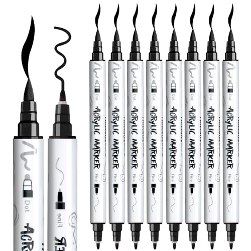 8 Pack Black Brush and Fine Dual (8 Count)