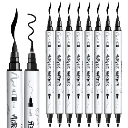 8 Pack Black Brush and Fine Dual (8 Count)