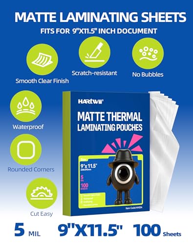 100 Pack Matte Laminating Sheets 9 x 11.5 Inches