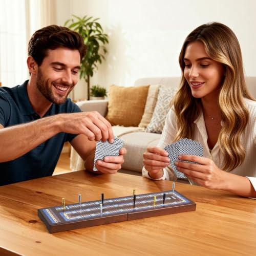 Foldable Wooden Cribbage Board Game Set