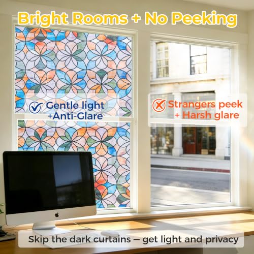 3D Stained Glass Window Privacy Film Decorative Non