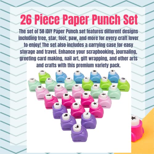 Scrapbook Paper Punch 26pc Mini Paper Hole Punchers w Case (26 Count)