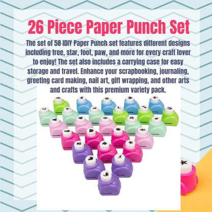 Scrapbook Paper Punch 26pc Mini Paper Hole Punchers w Case (26 Count)