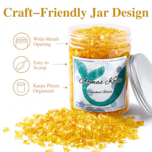 Yellow Orange Crushed Glass for Resin Art & Crafts