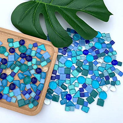 Assorted Blue Irregular Crystal Mosaic Tiles (9 Ounce)