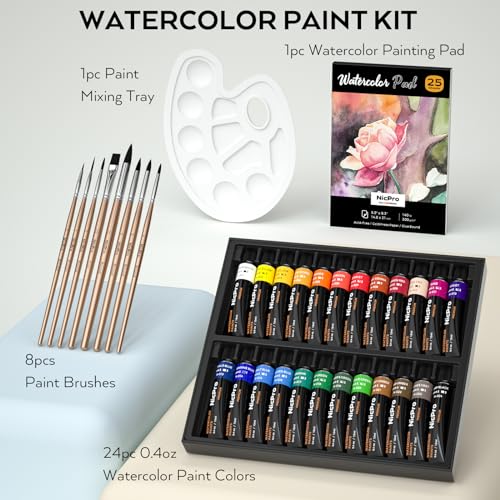 24 Colors Watercolor Paint Set (9.6 Fl Oz)