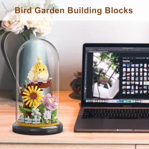Parrot Flower Bouquet Building Set Plants Friend Set Adults Bonsai Tree Animal Building Blocks Set Party Favors for Kids Valentine's Birthday Gift for Girlfriend Boys Girls Age 6