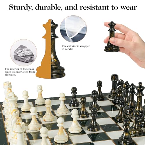 15" Large Chess Set for Adults with Extra 2 Queens