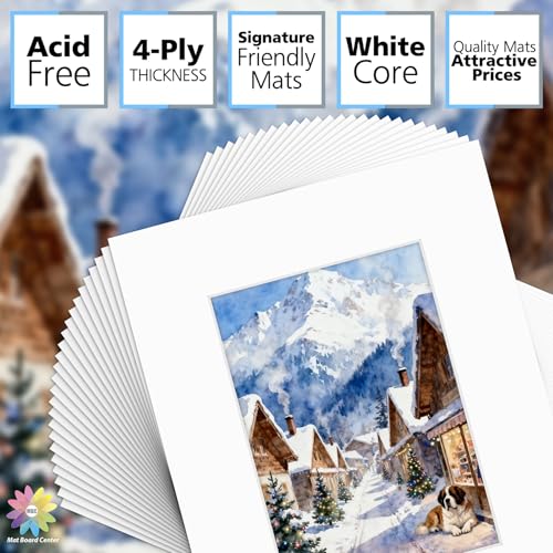 Mat Board Center 25 Pack 8x10 Picture Mat for 5x7 Photo White