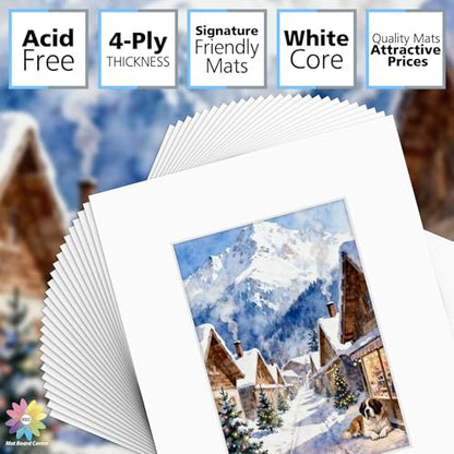 Mat Board Center 25 Pack 8x10 Picture Mat for 5x7 Photo White