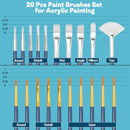 Paint Brushes Set (20 Count)