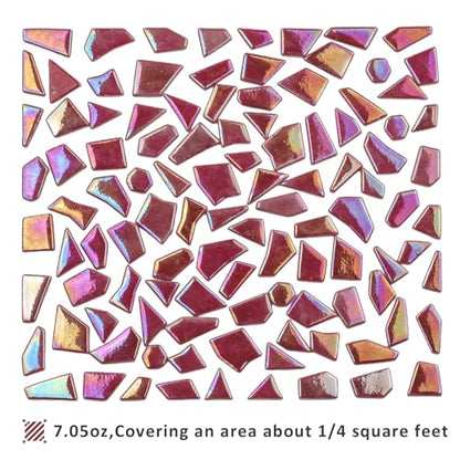 Iridescent Glass Mosaic Tiles for Crafts Bulk (7.05 Ounce)