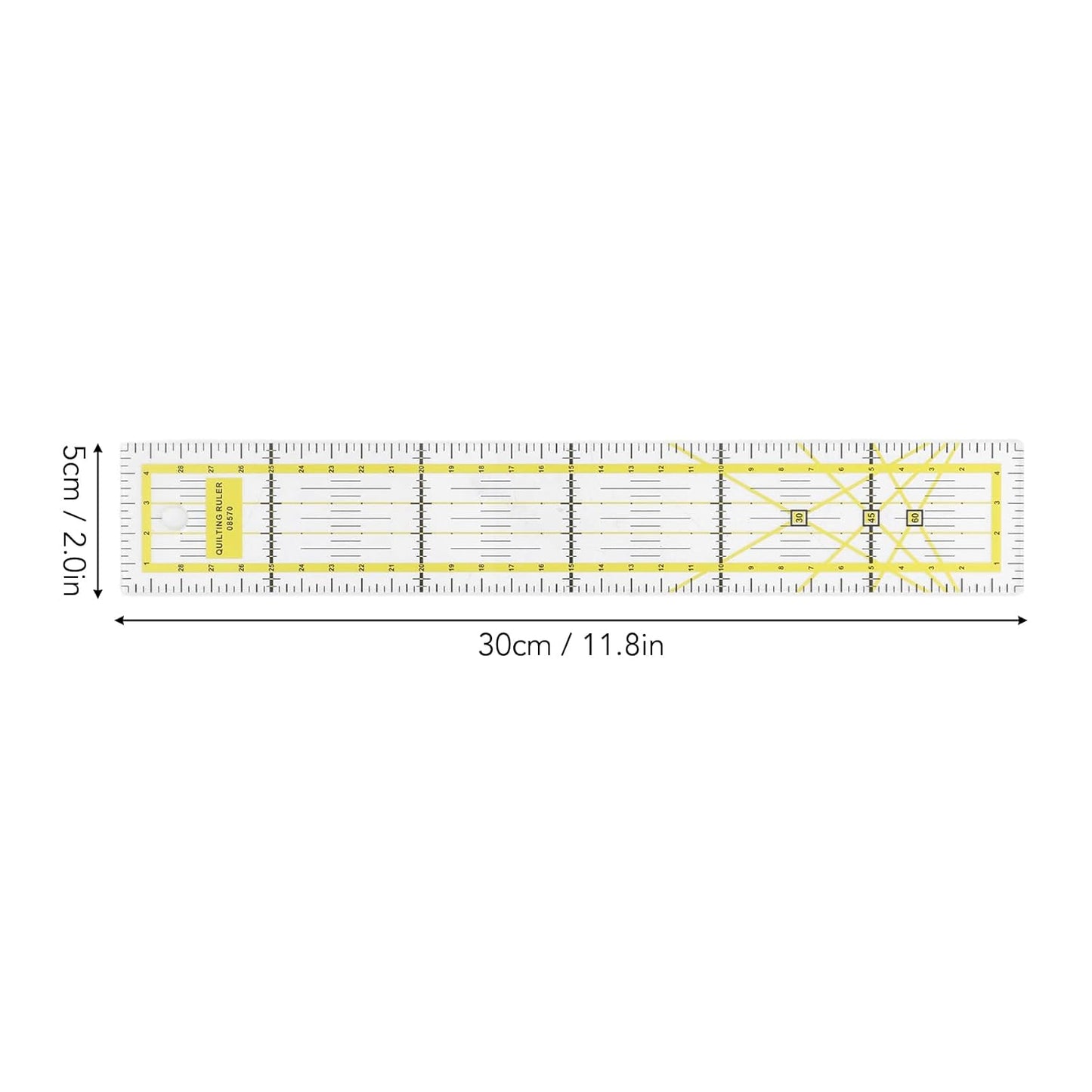 Sewing Ruler, Acrylic Clear Ruler for Sewing, Transparent Quilting for Designing Layout Quilting 5x30cm