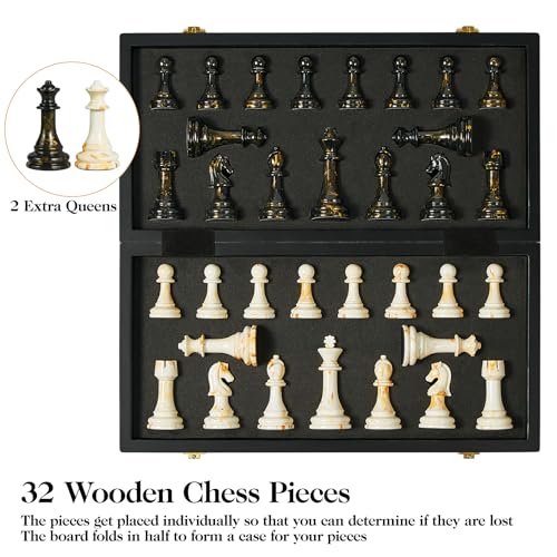 15" Large Chess Set for Adults with Extra 2 Queens