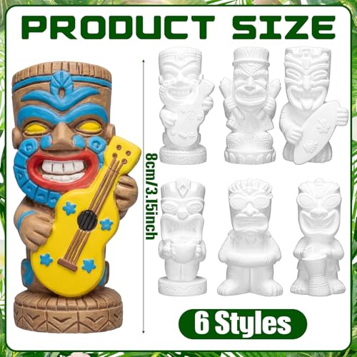 6 Sets Tiki Statue Ceramics to Paint Hawaii Ready to Paint Your Own Ceramic Tiki Statues DIY Unpainted Ceramics Paintable Figurines Crafts with Brush Palette for Tropical Hawaiian Luau Party (6 Count)
