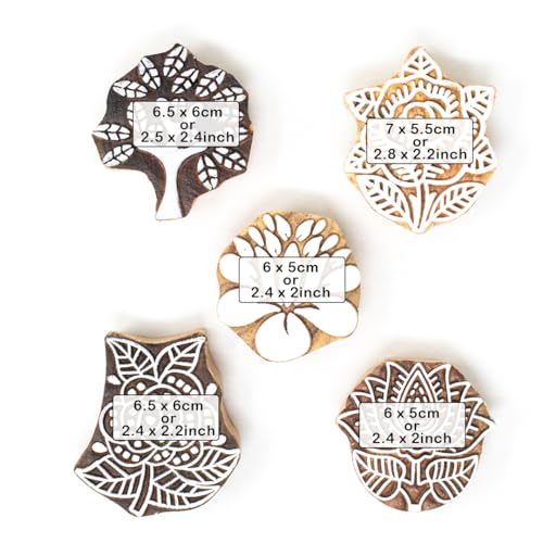 Floral Wood Printing Stamp (5 Count)