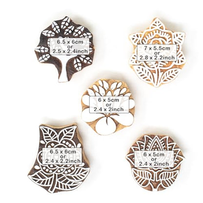 Floral Wood Printing Stamp (5 Count)