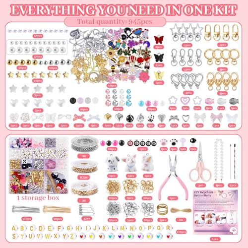 945PCS Bag Charm Kit Gold & Silver