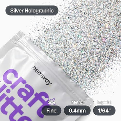 Craft Glitter Silver Holographic 100g Fine Glitter (3.5 Ounce)