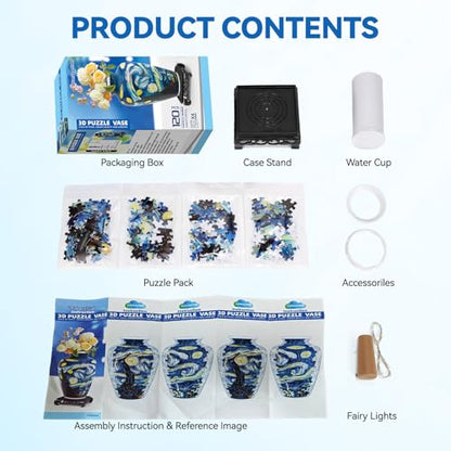 3D Puzzle Vase for Adults with 120 Plastic Pieces