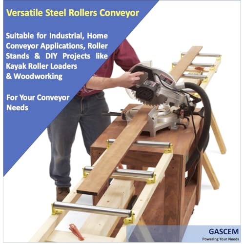 Pack of 2 10"BF Long Roller and Bracket l 1.5"Ø Galvanized Steel Conveyor Roller I Set of Roller and Bracket Versatile as Support Rollers for Woodworking (2 Count)