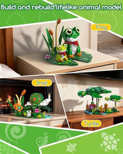 3-in-1 Frog, Turtle & Snail Family Building Set, Creative Animal Toy