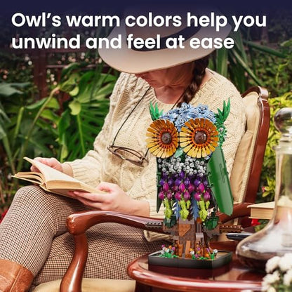 Flower Owl Building Set for Adults Women
