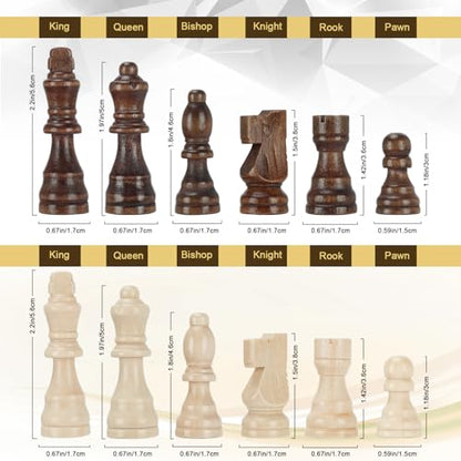 Magnetic Wooden Chess Set for Adults Kids 12'' Chess Board with Handmade Pieces