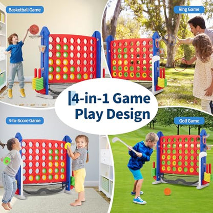 Giant 4-in-a-Row Connect Game w/Bag & Quick-Release Slider