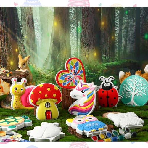 10 Pack Spring Flower Paint Your Own Stones for Adult DIY Ceramic Butterfly Turtle Ladybug Stepping Stones Painting Craft Kits Painting Supplies Garden Outdoor Stone Art Gifts