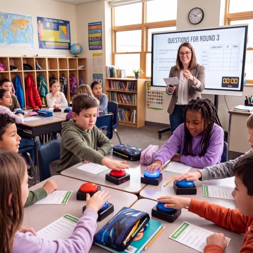 School Friendly Feud Game with 2 Answer Buzzers Back to School Game (30 Count)