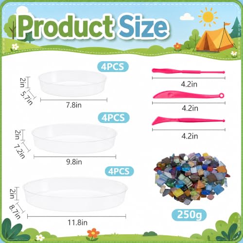 14 Pcs Oval Stepping Stone Mold Kit with Mosaic Tiles and Tools for DIY