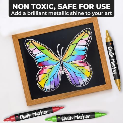 10 Metallic Dual Tip Liquid Chalk Markers for Chalkboard