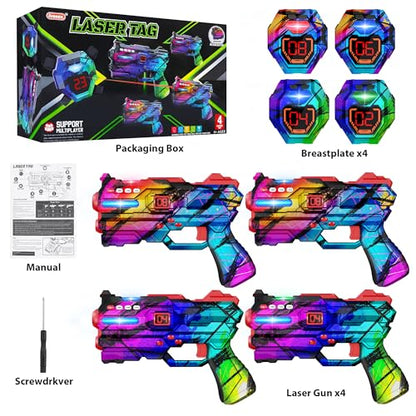 Laser Tag Guns Set of 4 Laser Tag Guns with Digital LED Score Display Vests (4 Count)