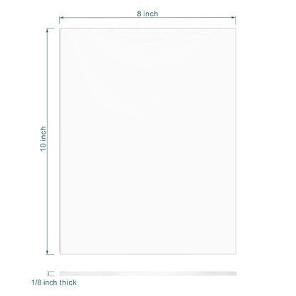 Clear Acrylic Sheet 8" x 10" Cast Plexiglass Panel 1/8" Thick (3mm) Transparent Plastic Board for Sign, Craft, Display Projects, Laser Cutting, Engraving, Pack of 2