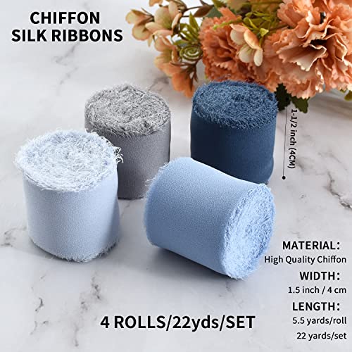 4 Rolls Silk Chiffon Ribbon (264 Foot)