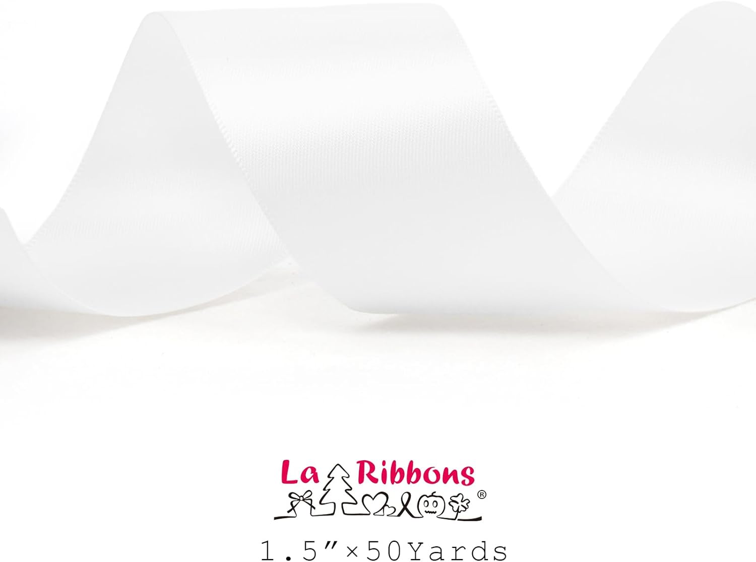 LaRibbons 1 1/2 Inch 50 Yard Double Faced Satin Ribbon,White Satin Craft Fabric Ribbon for Gift Wrapping Floral Bouquets Wedding Party Decoration - Crafty Corner