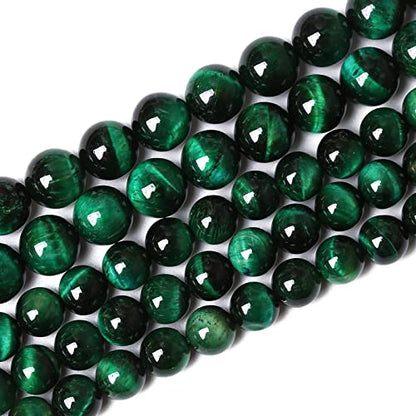 38PCS 10mm Top AAA Green Tiger Eye Beads Natural Stone Round Loose Beads for Jewelry Making DIY Bracelet (16 Count)