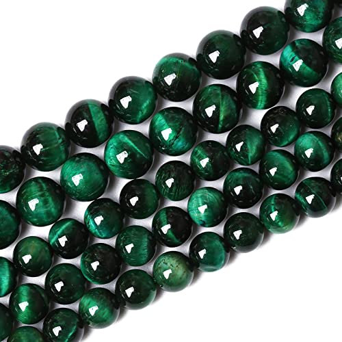 32PCS 12mm Top AAA Green Tiger Eye Beads Natural Stone Round Loose Beads for Jewelry Making DIY Bracelet (16 Count)