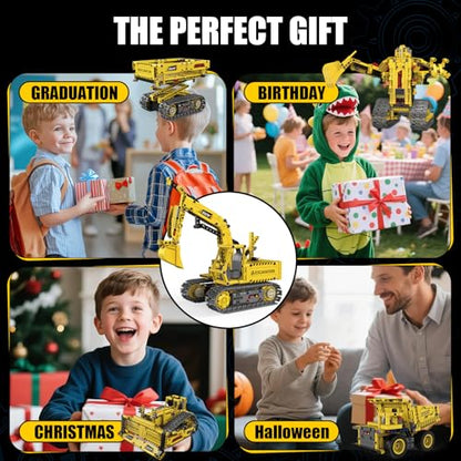 5-in-1 RC Excavator Building Kit for Kids 6+ | STEM Toys|555pcs App/Remote Controlled Excavator Kit | for Boys & Girls Ages 6+ | Rechargeable l Coding Robot Toy