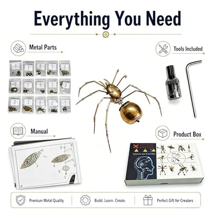 Steampunk Mechanical Insect Spider 3D Metal Model Kit for Adults DIY Assembly 2 (100 Count)