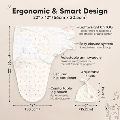 3pk Organic Swaddles for Newborns Girls