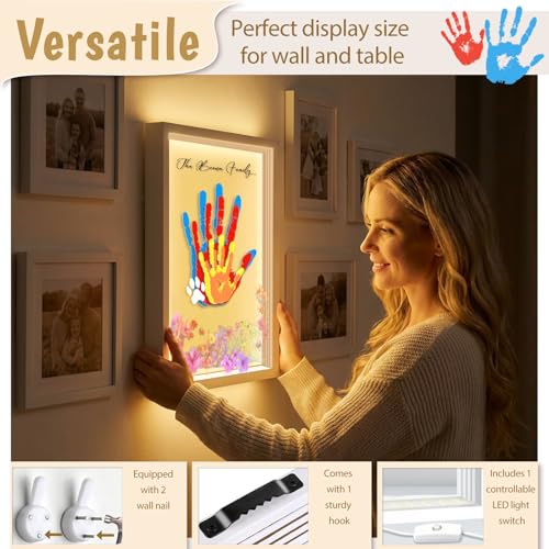 Family Handprint Kit with Light Handprint Frame Kit for New Parents Newborn
