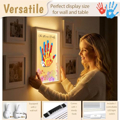 Family Handprint Kit with Light Handprint Frame Kit for New Parents Newborn
