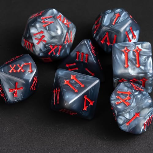 7 Die DND Dice Set Polyhedral Dice Set with a Leather Dice Bag (7 Count)