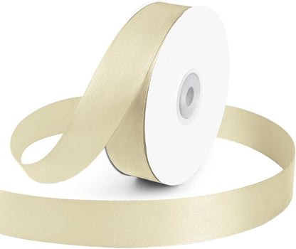 KMER LIFE 1 Inch Wide x 50 Yards Ivory Single Faced Polyester Satin Ribbon for Wedding Decor, Wreath, Crafts, Gift Wrapping & Other Projects - Crafty Corner